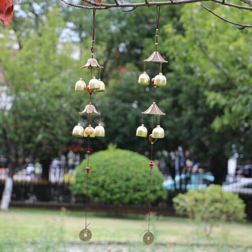 2PCS/Lot 6 Bells Copper Wind Chimes Hanging Fengshui Home Outdoor Living Yard Garden Decoration