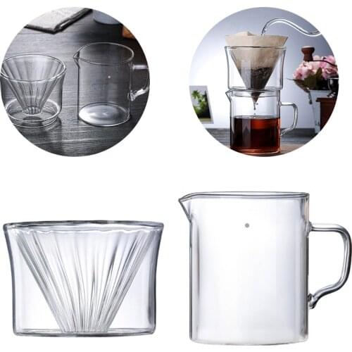 400ml Simple Coffee Filter Glass Coffee Drip Cup Detachable Coffee Cup