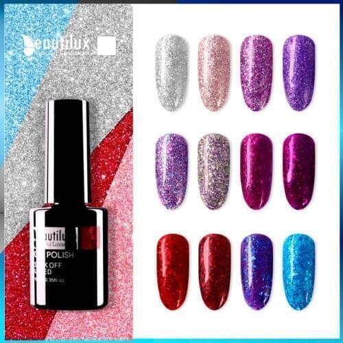 Beautilux 1pc Shimmer Glitter Sparkling Winter Collection Color Gel Nail Polish Soak Off UV LED Nail Lacquer Varnish 10ml