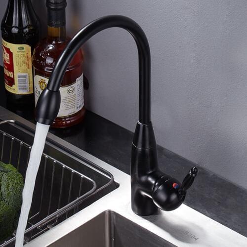 Black Bronze Kitchen Faucets Cold Hot Mixer Tap Single Handle Mixer Tap 360 Rotation Kitchen Water Crane Tap