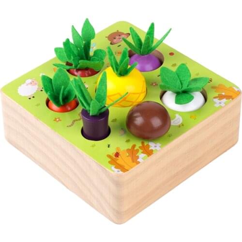 Wooden Toddlers Baby Montessori Toy, Carrot Harvest, Age 1 2 3 Early Educational Toy, Stacking Games