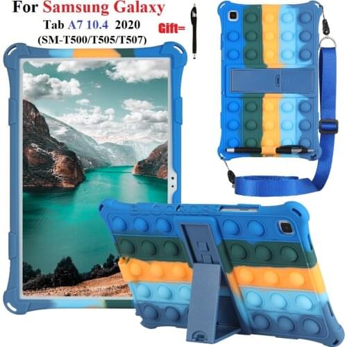 Pop Push It Bubble Cover Case for Samsung Galaxy Tab A7 10.4Inch 2020 Tablet PC Kickstand Funda for SM-T500 SM-T505 with Stylus