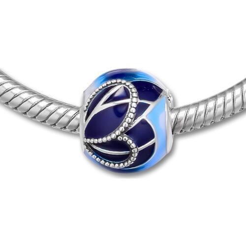 DIY Fits for Pandora Charms Bracelets Blue Butterfly Wing Beads 100% 925 Sterling-Silver-Jewelry Free Shipping