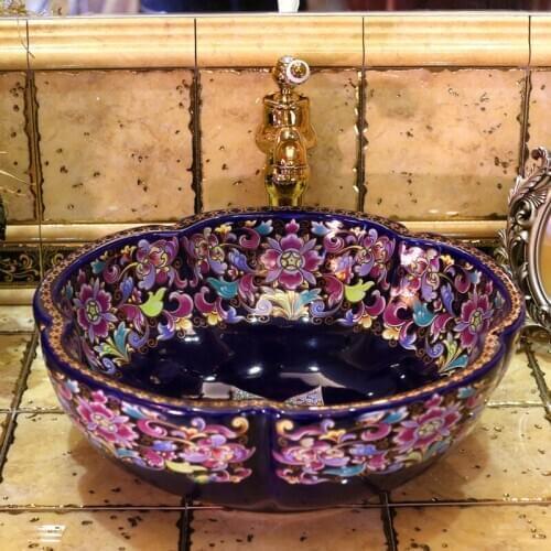 Europe Vintage Style Ceramic Sinks Counter Top Wash Basin Bathroom Sink washing basin vanity
