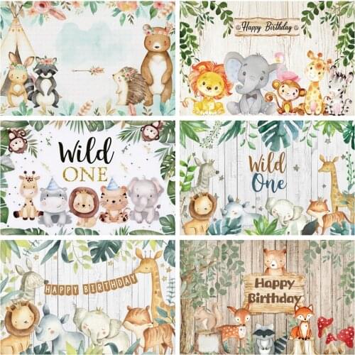 Forest Animals Hedgehog Fox Bear Party Photophone Birthday Kid Photo Backdrops Customized Photo Backgrounds Photo Studio