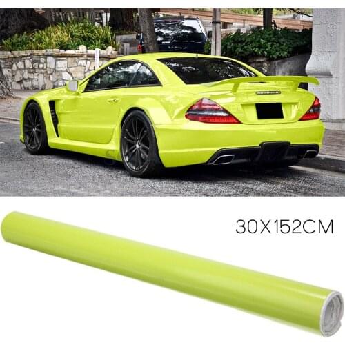 30x152cm Glossy Neon Yellow Car Vinyl Foil Film Wrap Roll Sticker Decal Easy To Install Automobiles Parts & Accessories