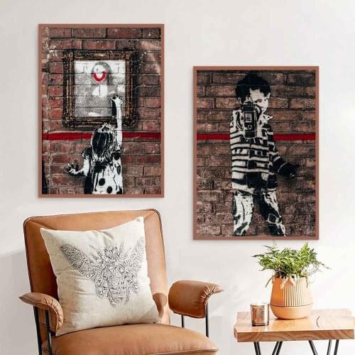 Banksy Graffiti Art Canvas Painting Street Wall Painting Love Little Boy Poster Living Room Corridor Bar Home Decoration Mural