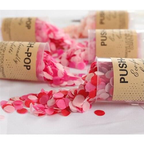 Colorful Push Pop Confetti Poppers for Wedding Girl Boy Birthday Party Favors Mini Round Kid Confetti Gender Reveal Party Decor