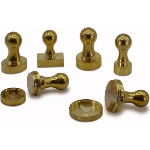 Square and round custom brass stamp wax seal and ink pad 26mm to 60mm