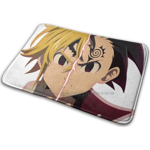 Meliodas And Zeldris Seven Deadly Sins Mask Mat Rug Carpet Anti-Slip Bedroom Entrance Door Mat Seven Deadly Sins Nanatsu No