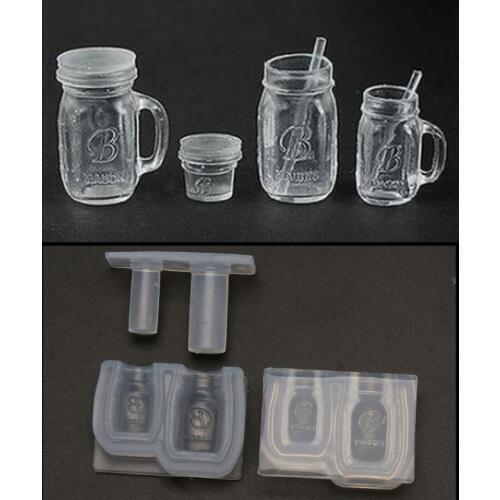 Mini Honey Jar Drink Bottle Mold Bottle Pendant Epoxy Resin Mold Miniture Food Play Silicone Molds DIY Jewelry Making Tools