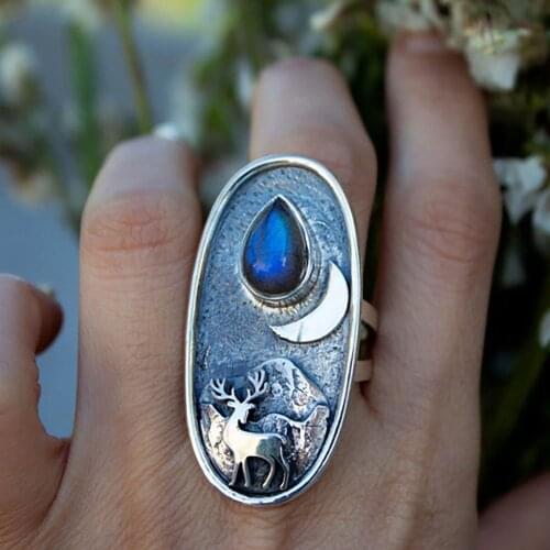 Minimalist Romantic Elk Moon Oral Gem Ring Luxury Fashion Jewelry Bride Wedding Band Engagement Rings Rings For Women