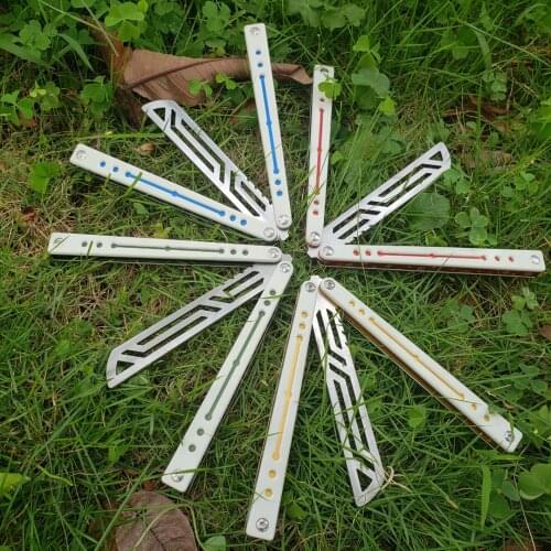 Nautilus Butterfly in Knife trainer knife Parrot White Channel aluminum+G10 Handle 440 blade Bushing system tactical knife