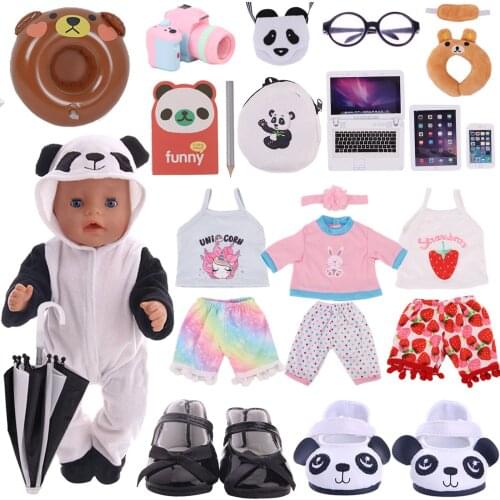 Doll Clothes Shoes Unicorn Panda Dsiney Elsa Dress For 18 Inch American of Girl`&43CM Baby New Born Doll &38cm Nenuco Ropa Y Toy