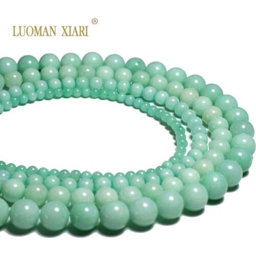 Wholesale White Stone Dyed Light Blue Round Stone Beads For Jewelry Making DIY Bracelet Necklace 4/6/8/10/12 mm Strand 15