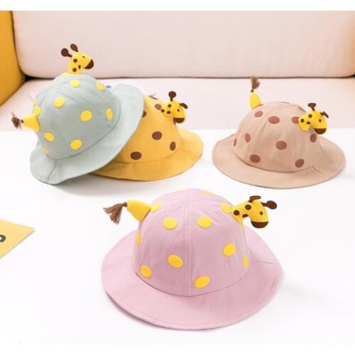Cute Giraffe Dot Baby Sun Hats Girls Boys Outdoor Breathable Bucket Fisherman Hat Children Panama Hat Kids Beach Caps