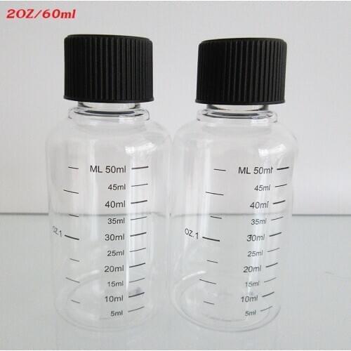 10pcs 60ml Plastic Cosmetic Bottle with Graduation,Toner Empty package,Black safty Cap,PET Bottle ,high quality,free shipping