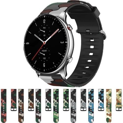 Camouflage Silicone Strap For Xiaomi Huami Amazfit GTR 2/GTR 47MM Smart Watch Band 22MM Replaceable Straps For Amazfit Stratos 2