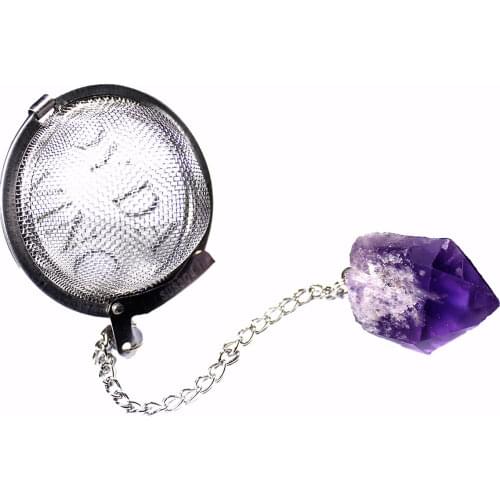 Tea Infuser Stainless Steel Mesh Tea Strainer Crystal Pendant Tea Filter Ball With Chain For Loose Tea Seasonings