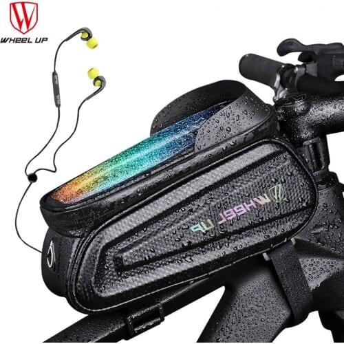 Bicycle Bag Front Top Tube Wheel Up Cycling Bag Waterproof Touchscreen 7.0 inch Phone Case Frame Handlebar Bag MTB Bike Pack