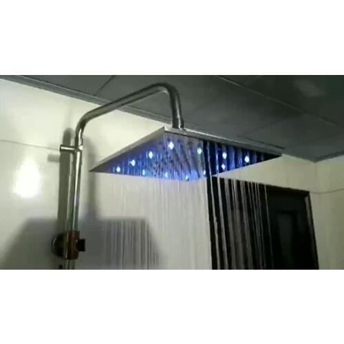Water Temperature Control LED Changing Shower Square Rainfall Shower Head with 3 Color Bathroom Set Bathroom Decoration
