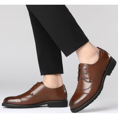 Men Dress Genuine Leather Formal Lace Up dress shoes Oxfords Fashion Business Suits Retro Shoes Elegant work Footwear Business