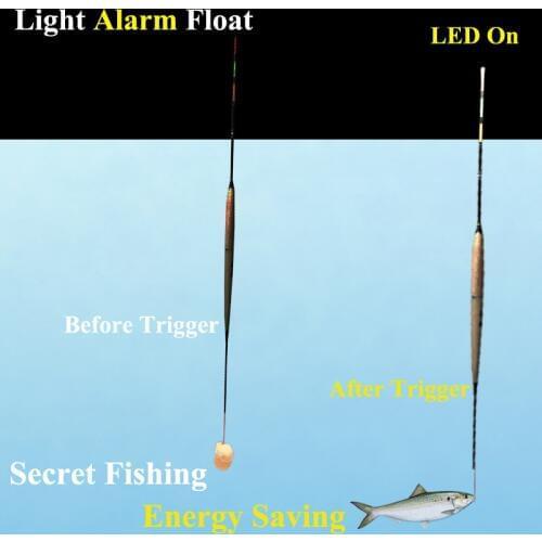 Smart Fishing Float Alarm Fish Bite Bait LED Light ON Automatic Night Electronic Buoy Strike Indicator Alert Intelligent Bobber