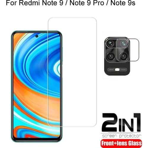 2 in 1 For Xiaomi Redmi Note 9 Pro / Note 9 9s Camera Lens Film & Screen Protector Guard Protective HD Tempered Glass