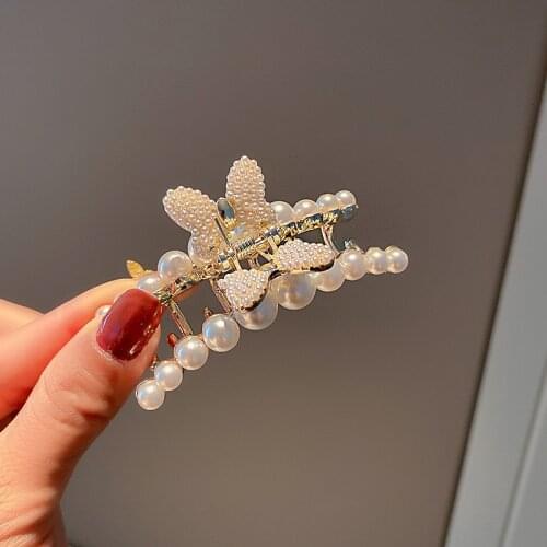 New Hyperbole Butterfly Pearls Acrylic Hair Claw Clips Makeup Hair Styling Barrettes for Women Hair Accessories