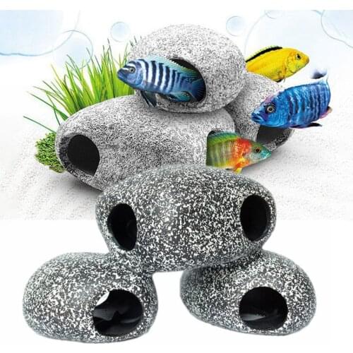 1PCS Fish And Shrimp Breeding Marbles Ceramic Cichlid Stone Shelter Cave Fish Tank Pond Ornament Aquarium Landscaping Decoration
