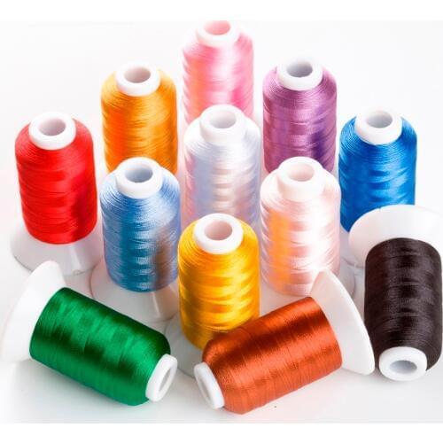 12 Spools Polyester Embroidery Machine Sewing Thread Bright Colors for Brother Babylock Janome Singer Pfaff Husqvarna Bernina