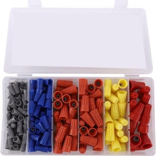 158Pcs 5 Colors Electrical Wire Connector Twist-On Screw Terminal Spring Inserted Nuts Caps Assortment Set