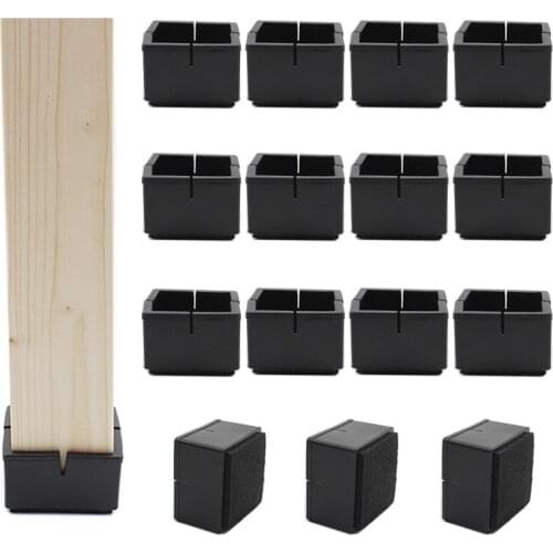 16Pack Chair Leg Floor Protectors Chair Leg Caps Length(42-48mm) Width(42-48mm) Table Chair Feet Protectors with Felt Pads Black