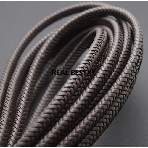 2m/lot approx 7*5mm brown New Men Jewelry Punk Braided Leather Cord for Men for Leather Bracelet Jewelry Making flat leather