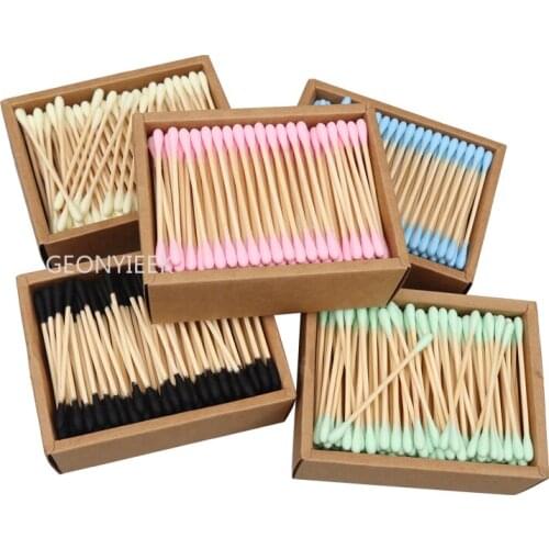 200PCS/Box Double Head Cotton Swab Bamboo Sticks Cotton Swab Disposable Buds Cotton For Beauty Makeup Nose Ears Cleaning