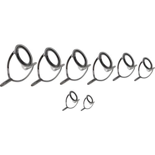 8pcs/Set Mixed Sizes Fishing Rod Eyes Guides Line Rings DIY Repair Kit 6# 8# 10# 12# 16# 20# 25# 30# Fishing Accessories Pesca