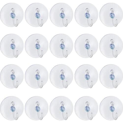 Promotion! 20 X Suction Cups Clear Plastic Cups with Metal Hooks Window Decoration Cabinet Sucker Perfect for Hanging Christmas