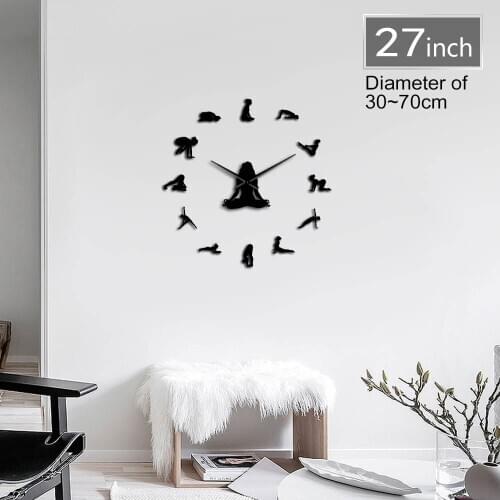 3D Acrylic Wall Clock Special Clock Yoga Girl Design DIY Fashion Home Decor Self Adhesive Quartz Mirror Sticker Gift For Her