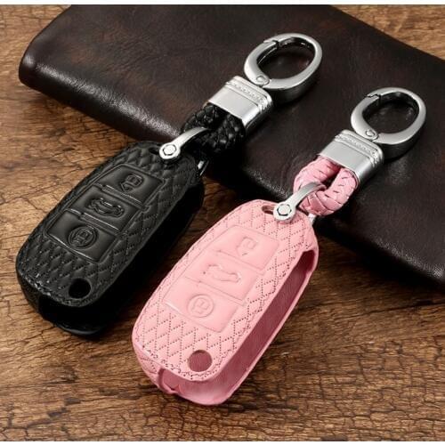 Car Genuine Leather Key Cover Case Bag Holder For Audi Q7 TT A6 A4 A3 A5 A7 S6 S7 S8 SLINE RS A3 C6 A3 Quattro Sline Car Styling