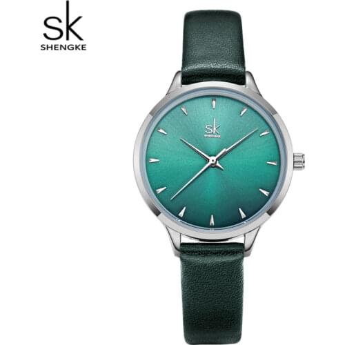 Shengke Multi Color Women Watches Slim Lady Fashion Quartz Watch PU Watchband Waterproof Wrist Watch Relogio Feminino Girls Gift