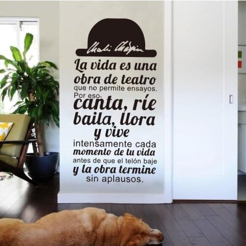 Spanish Quote Life Is A Play Vinyl Removable Carved Wall Decal Art Mural Living Room Home Fashion Decorative Painting DW0983