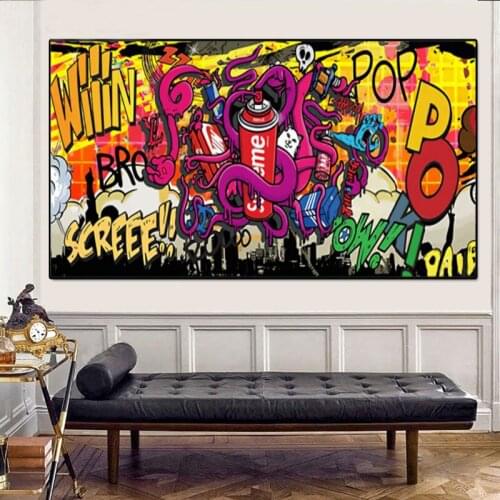 Color Letter Brush Tool Canvas Painting Living Room Abstract Graffiti Art Posters Prints Creative Wall Home Decoration Pictures
