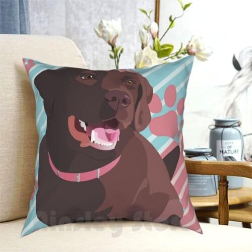 DaddyS Girl , Vector Chocolate Lab Art Pillow Case Printed Home Soft Throw Pillow Chocolate Lab Labrador Dog Animal Pet