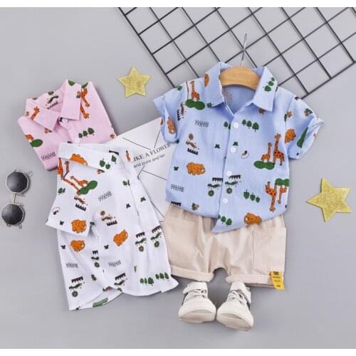 Childrens clothing childrens shirt summer fashion baby foreign style boy cartoon printing boys short sleeve thin style