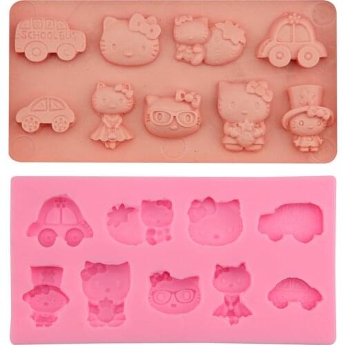 Baking Molds Cat Car Silicone Mold Cake Decorating Tools Cookie Cutter Pastry Accessory Kitchen Accessoriess
