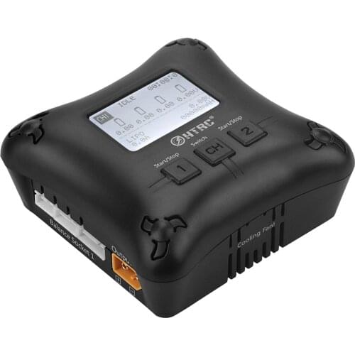 HTRC H4 Lipo Charger Mini Dual Port 20w x2 2A x2 Professional Battery Charger RC Charger Discharger for 2-4s Lipo Battery
