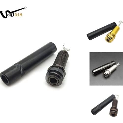 6.35mm Threaded Cylinder End Pin Jack with Black Long Cover for Acoustic Guitar Bass Mandolin Guitarra Accessories