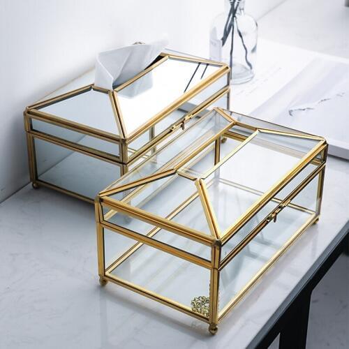 Tissue Box Holder Luxury Glass Napkin Dispenser Desktop Storage Box Bathroom Restaurant