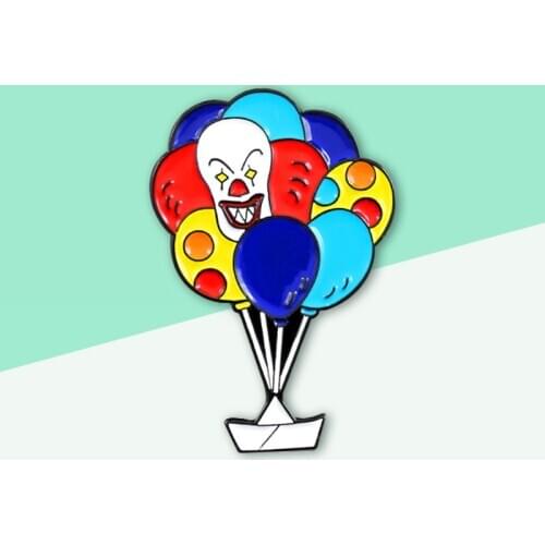 Creative Funny 2019 Trendy Festival Enamel Pins Clown Teeth Balloon Hot Balloon Toy Brooch Kids Girls Freiends Badge Gift