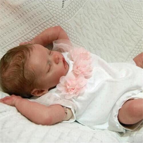 43CM 17inch Reborn Baby Doll Silicone Cloth With Heart And Hair Soft Realistic Lifelike Newborn Doll For Children Birthday Gift